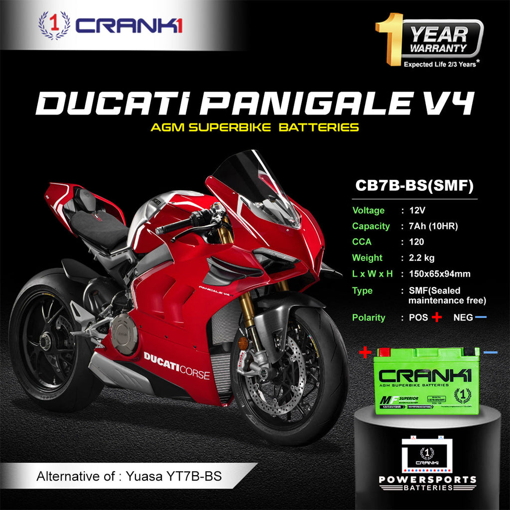 Battery For Ducati Panigale V4 (2018-2025) - CB7B-BS - Factory Activated - CRANK1