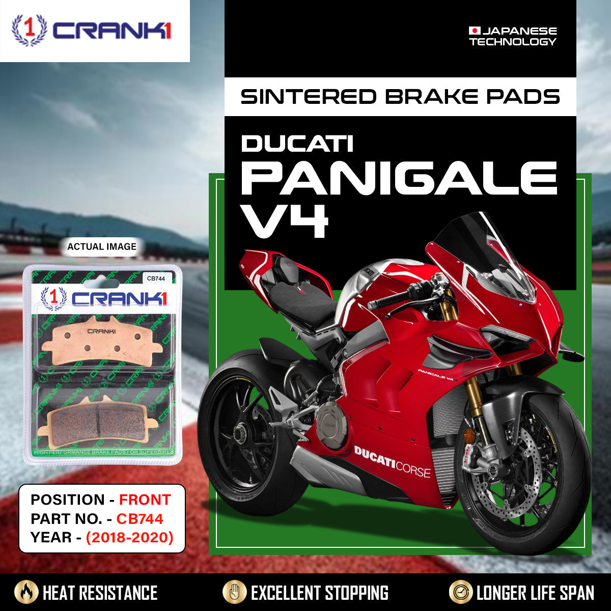 Sintered Brake Pads For Ducati Panigale V4 (2018-2020) - Front - CB744 - 2 Sets - CRANK1