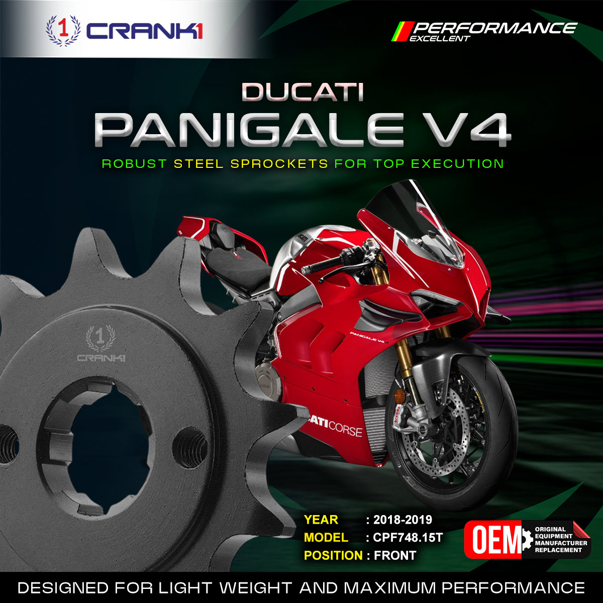 Sprocket For Ducati Panigale V4 (2018-2019) - Front - CPF748.15T - CRANK1
