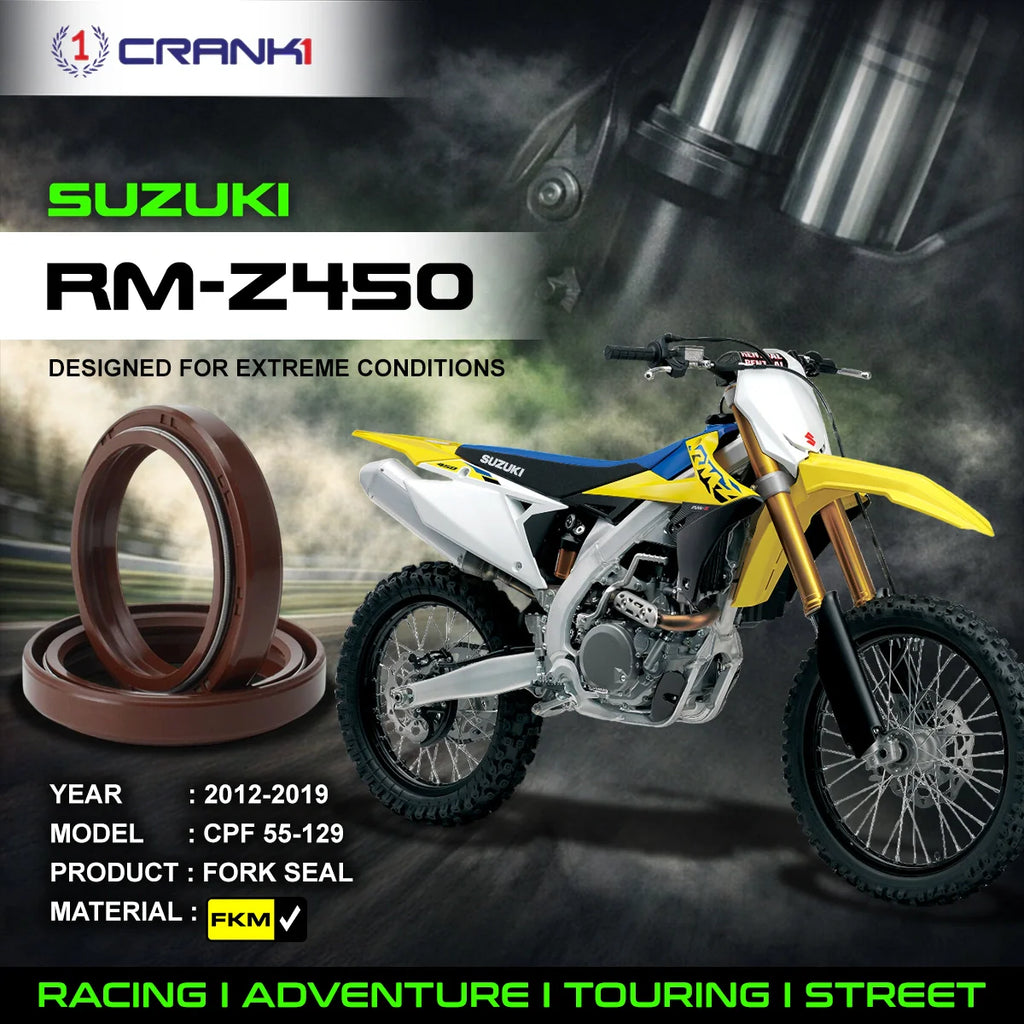 Fork Oil Seals Pair For Suzuki RM-Z450 (2012-2019) - CPF55-129 - CRANK1