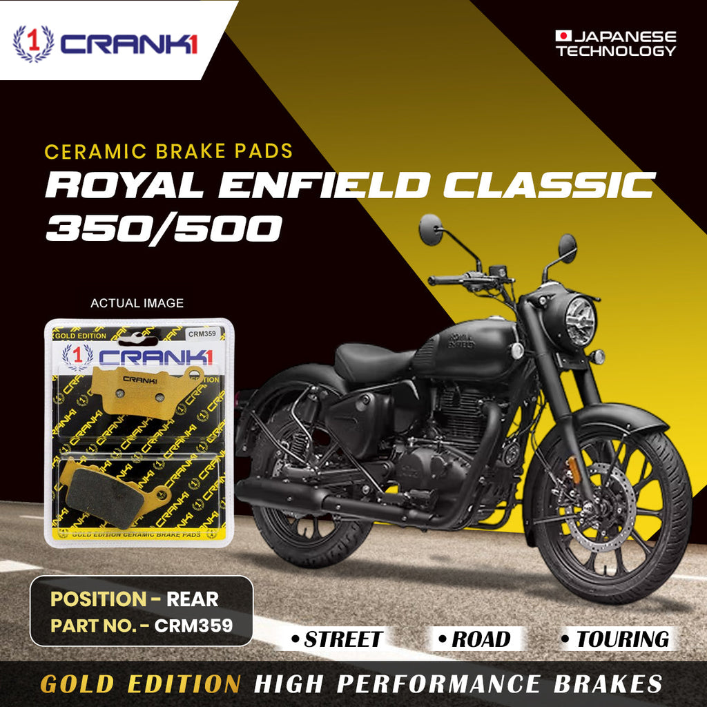 Ceramic Brake Pads For Royal Enfield Classic 350/500 - Rear - CRM359 - 1 Set - CRANK1
