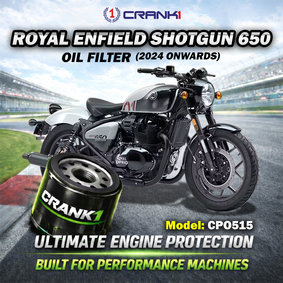 Oil Filter For Royal Enfield Shotgun 650 - CPO515 - CRANK1