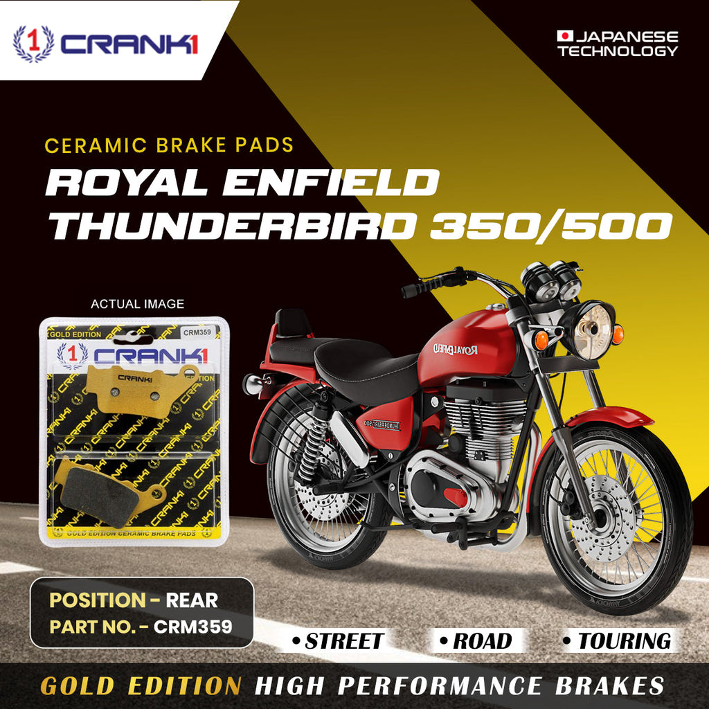Ceramic Brake Pads For Royal Enfield Thunderbird 350/500 - Rear - CRM359 - 1 Set - CRANK1