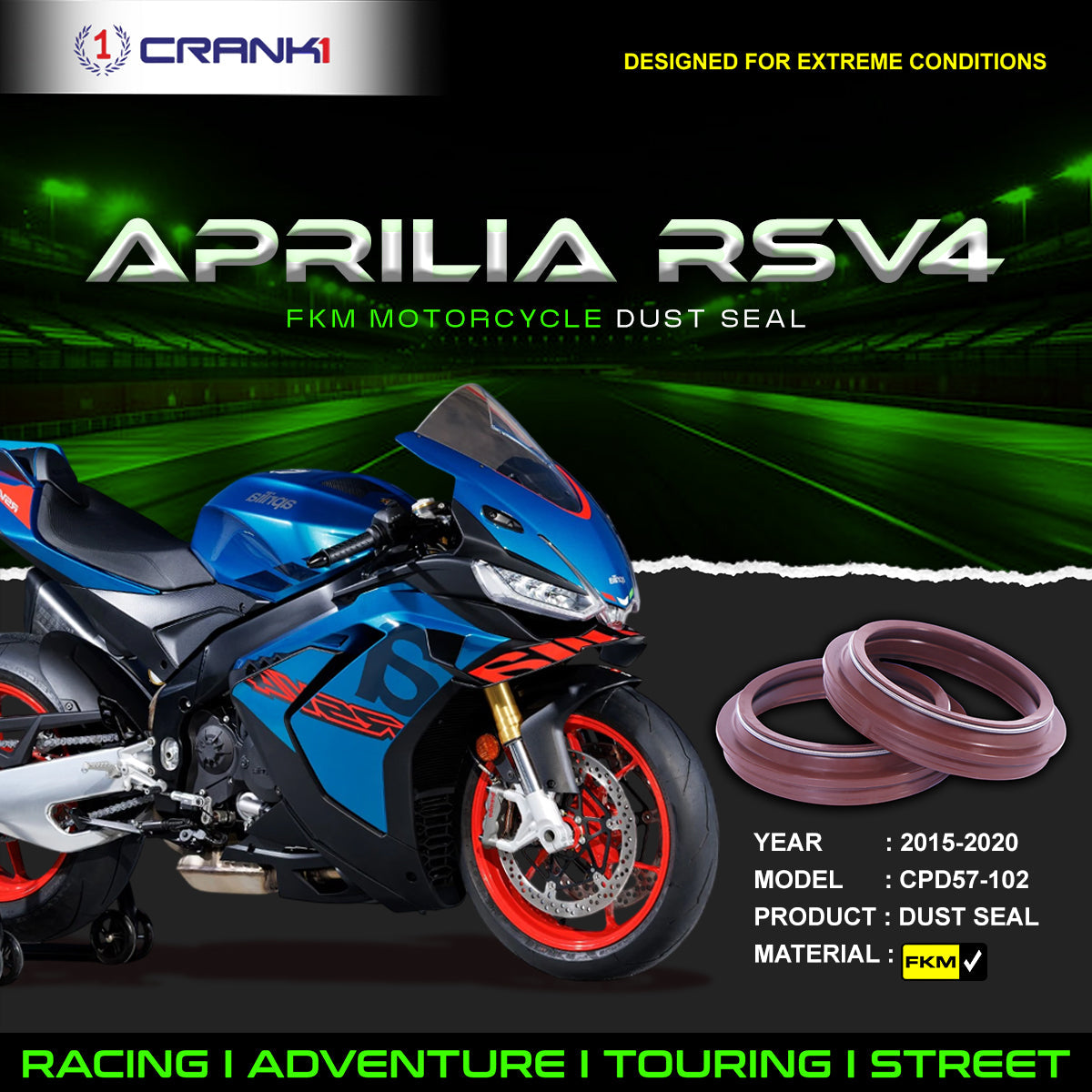 Fork Dust Seals Pair For Aprilia RSV4 (2015-2020) - CPD57-102 - CRANK1