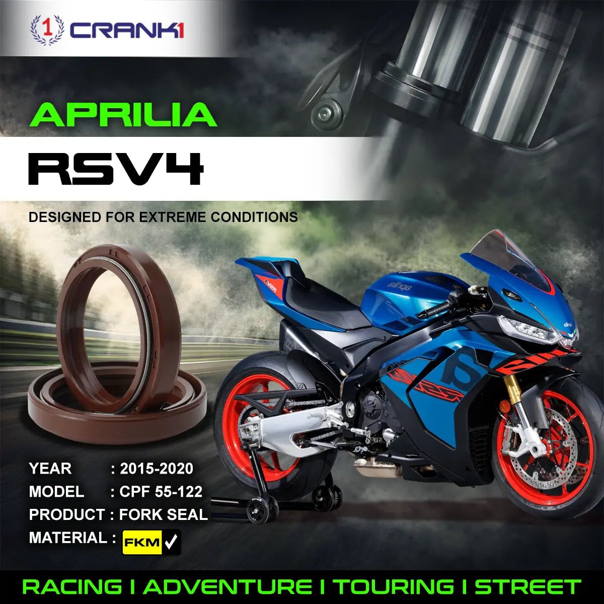 Fork Oil Seals Pair For Aprilia RSV4 (2015-2020) - CPF55-122 - CRANK1