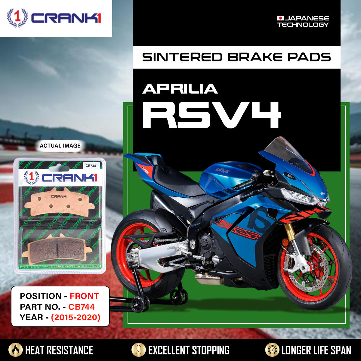 Sintered Brake Pads For Aprilia RSV4 (2015-2020) - Front - CB744 - 2 Sets - CRANK1
