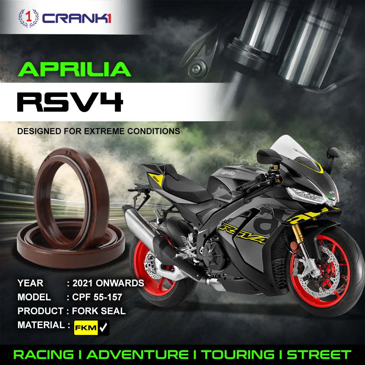 Fork Oil Seals Pair For Aprilia RSV4 (2021 Onwards) - CPF55-157 - CRANK1
