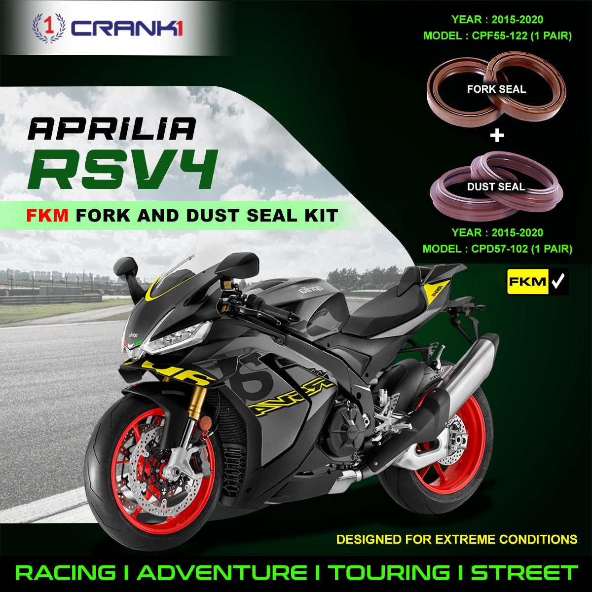 Fork And Dust Seals Kit For Aprilia RSV4 (2015-2020) - CRANK1