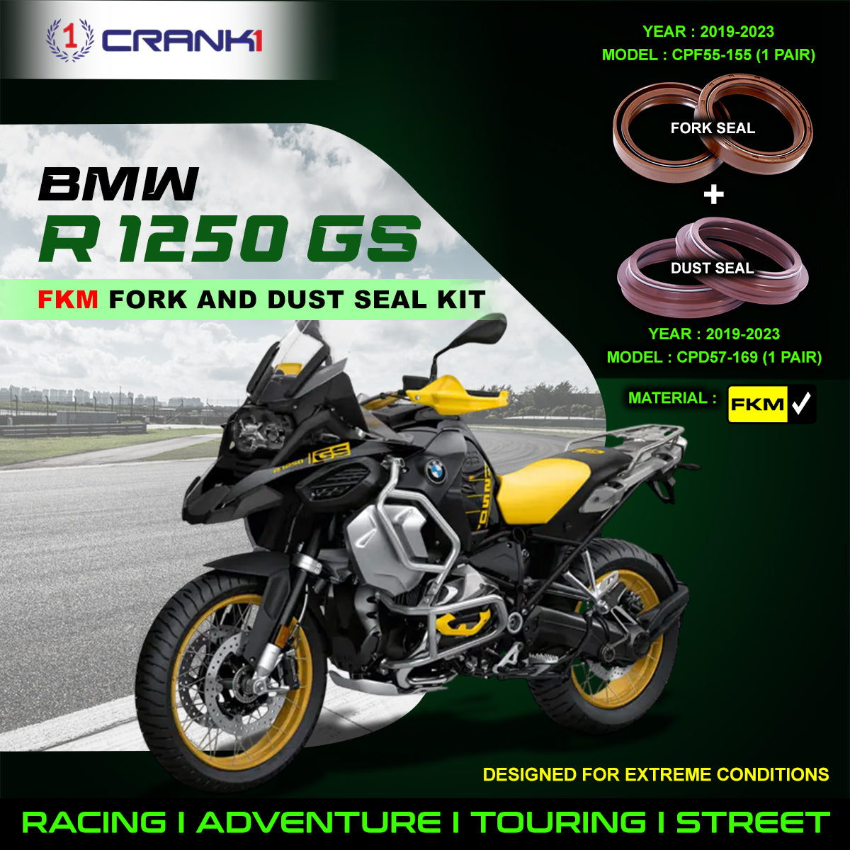 Fork And Dust Seals Kit For BMW R 1250 GS (2019-2023) - CRANK1
