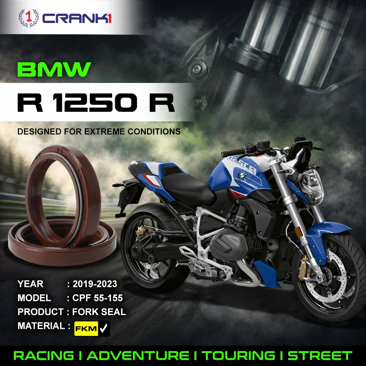 Fork Oil Seals Pair For BMW R 1250 R (2019-2023) - CPF55-155 - CRANK1