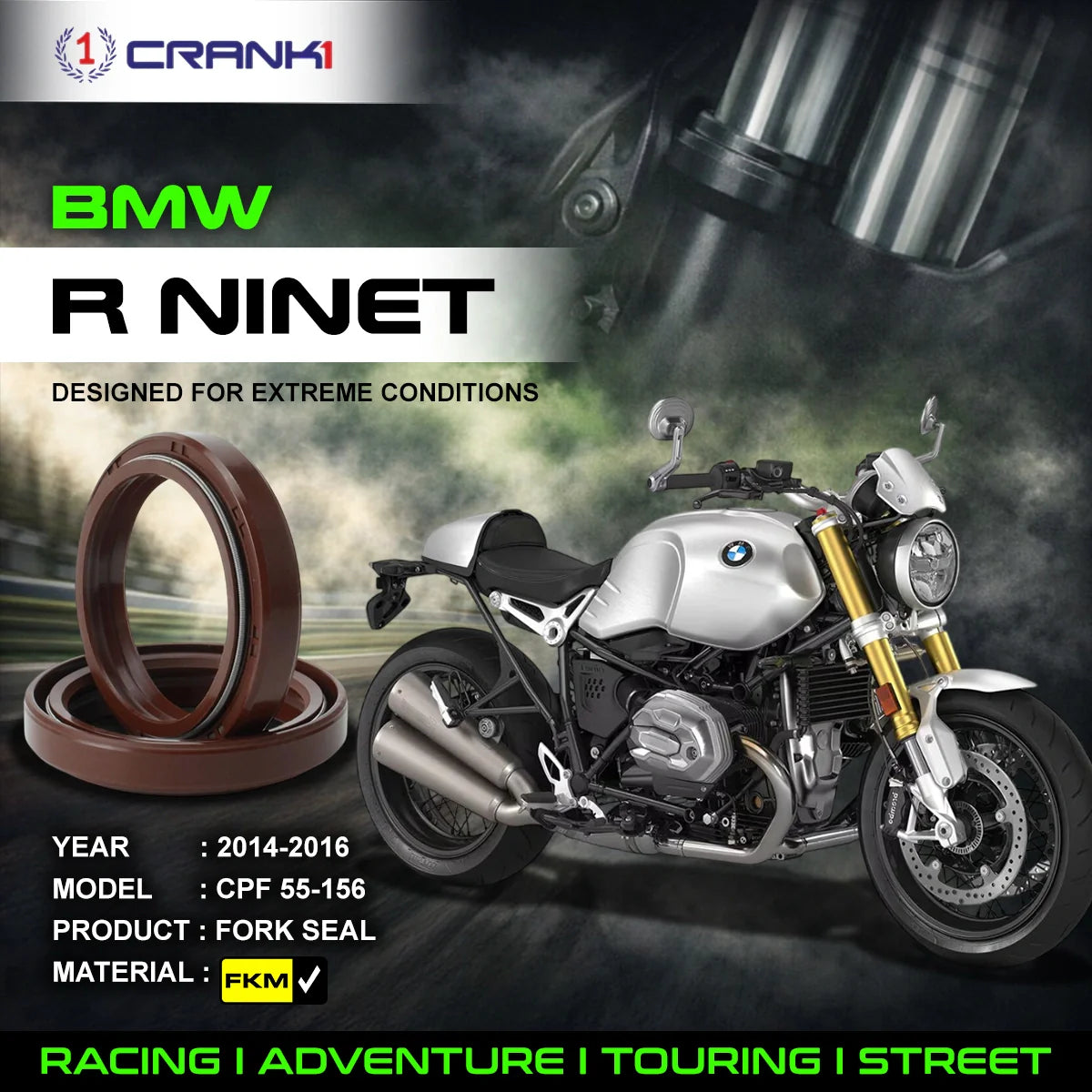 Fork Oil Seals Pair For BMW R nineT (2014-2016) - CPF55-156 - CRANK1