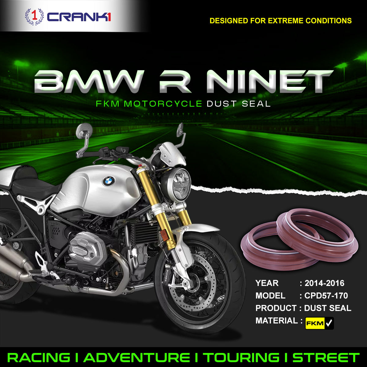 Fork Dust Seals Pair For BMW R nineT (2014-2016) - CPD57-170 - CRANK1