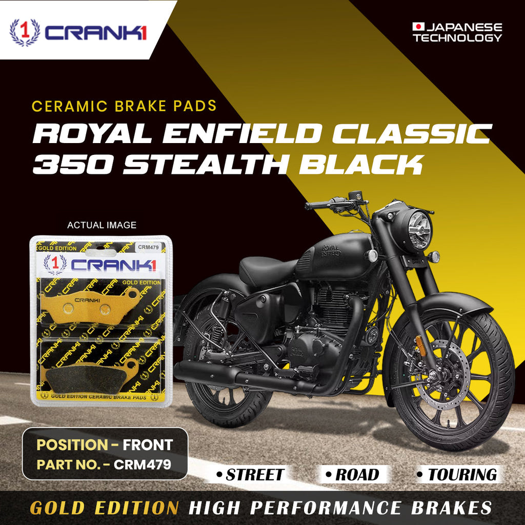 Ceramic Brake Pads For Royal Enfield Classic 350 Stealth Black - Front - CRM479 - 1 Set - CRANK1