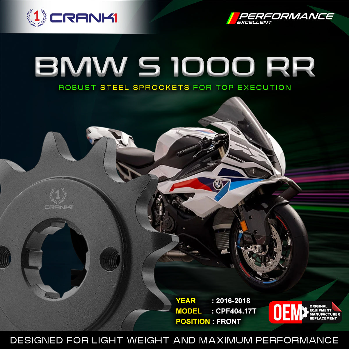 Sprocket For BMW S 1000 RR (2016-2018) - Front - CPF404.17T - CRANK1