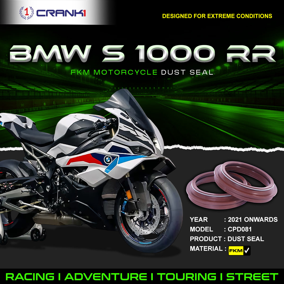 Fork Dust Seals Pair For BMW S 1000 RR (2021 Onwards) - CPD081 - CRANK1