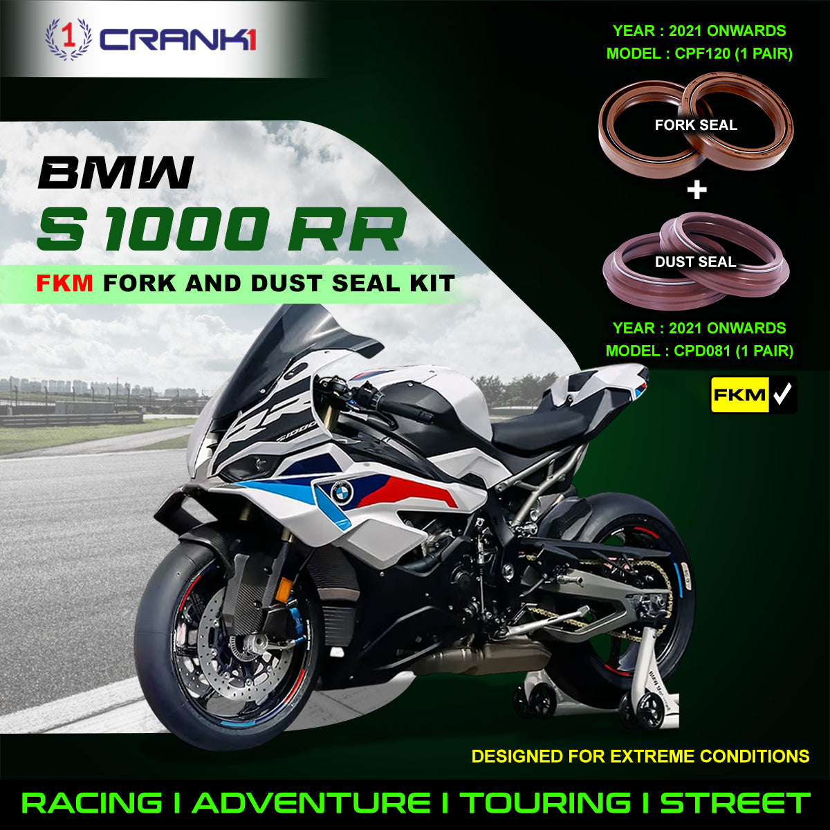 Fork And Dust Seals Kit For BMW S 1000 RR (2021 Onwards) - CRANK1