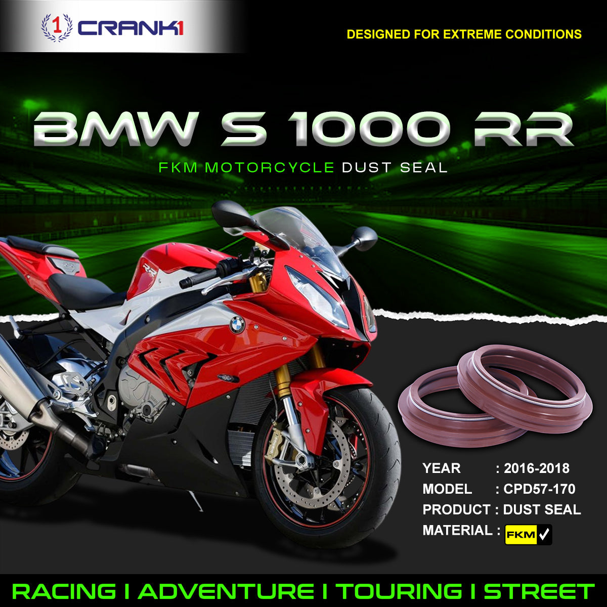 Fork Dust Seals Pair For BMW S 1000 RR (2016-2018) - CPD57-170 - CRANK1