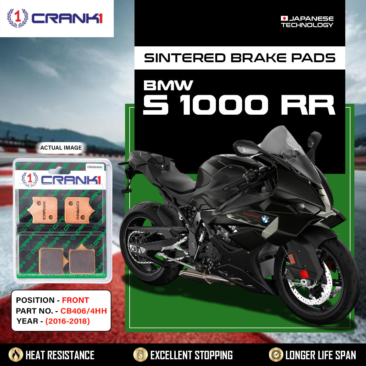 Sintered Brake Pads For BMW S 1000 RR (2016-2018) - Front - CB406/4 - 2 Sets - CRANK1