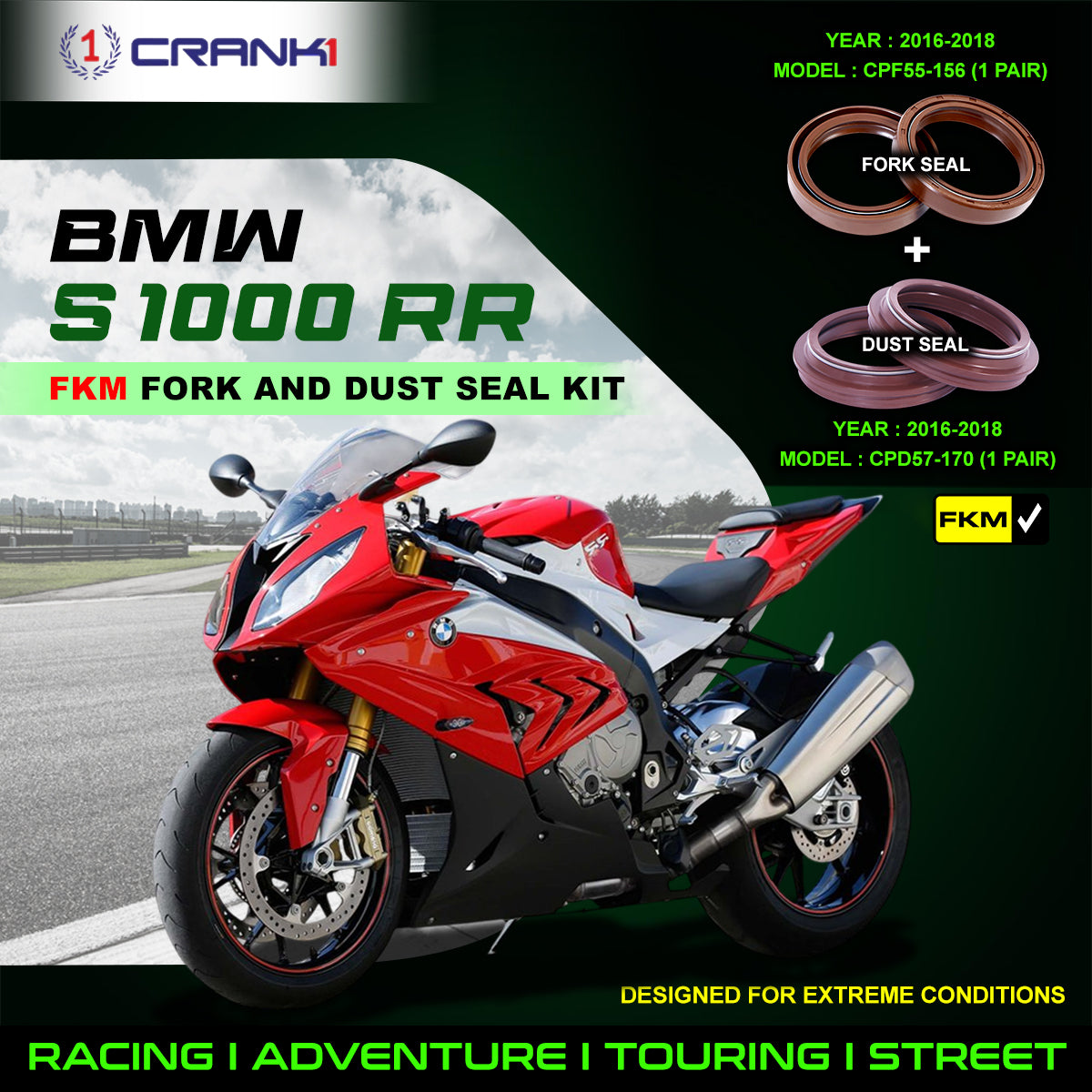 Fork And Dust Seals Kit For BMW S 1000 RR (2016-2018) - CRANK1