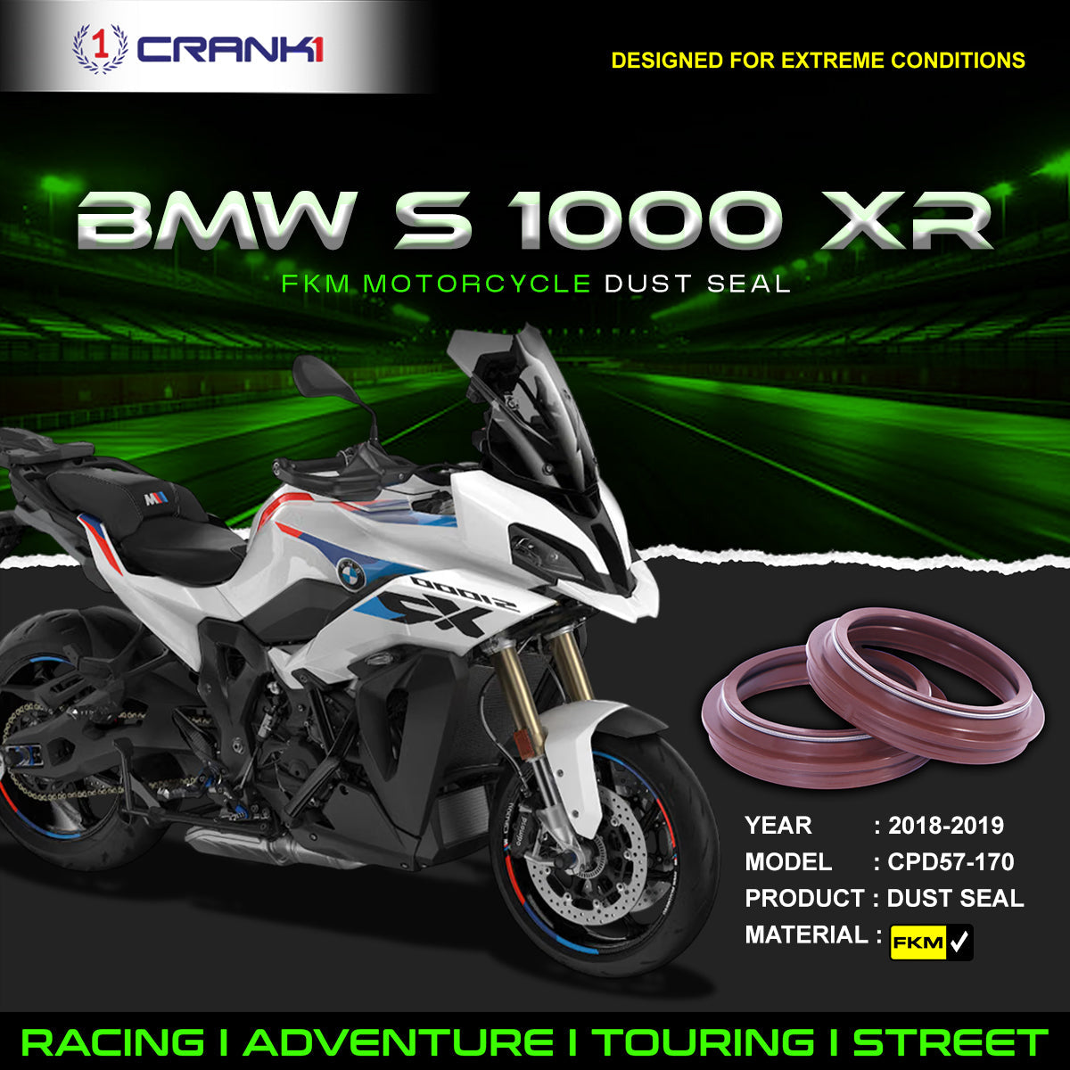 Fork Dust Seals Pair For BMW S 1000 XR (2018-2019) - CPD57-170 - CRANK1