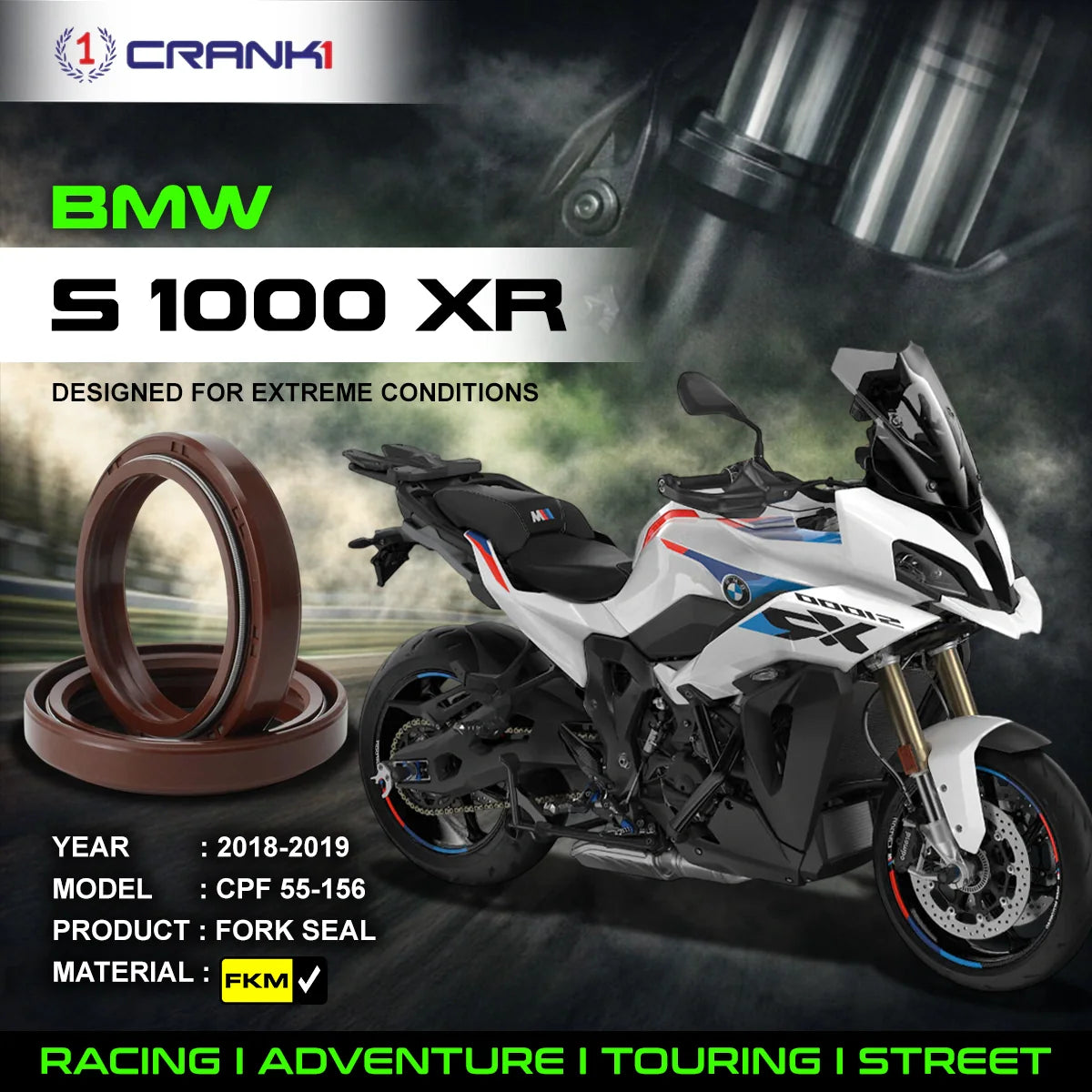 Fork Oil Seals Pair For BMW S 1000 XR (2018-2019) - CPF55-156 - CRANK1