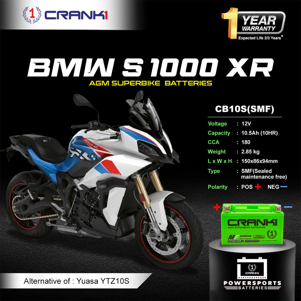 Battery For BMW S 1000 XR (2010-2025) - CB10S - Factory Activated - CRANK1