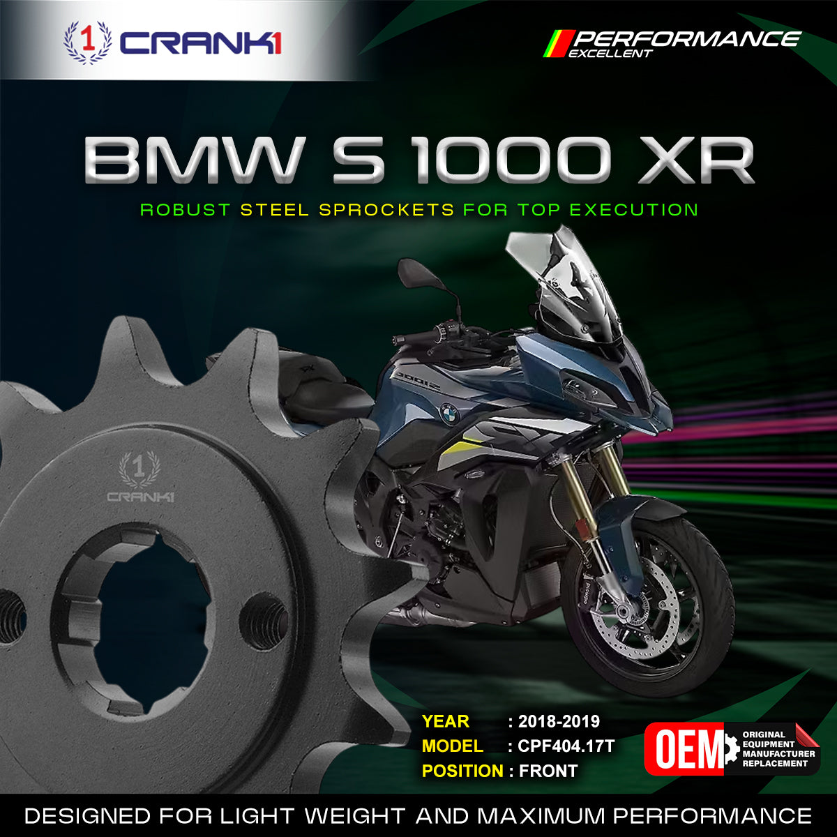 Sprocket For BMW S 1000 XR (2018-2019) - Front - CPF404.17T - CRANK1