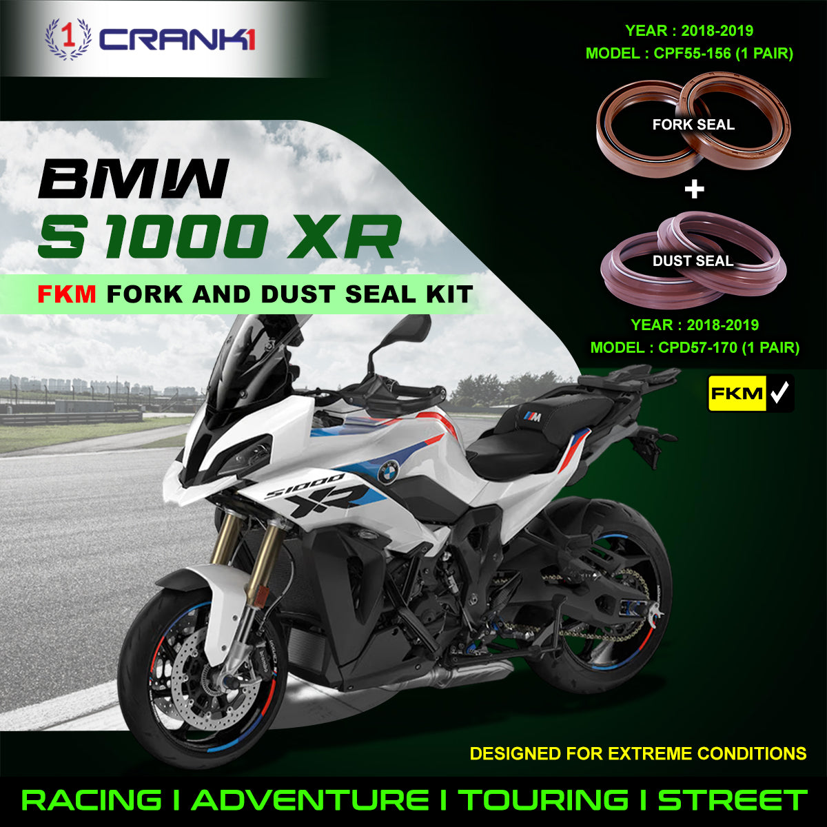 Fork And Dust Seals Kit For BMW S 1000 XR (2018-2019) - CRANK1