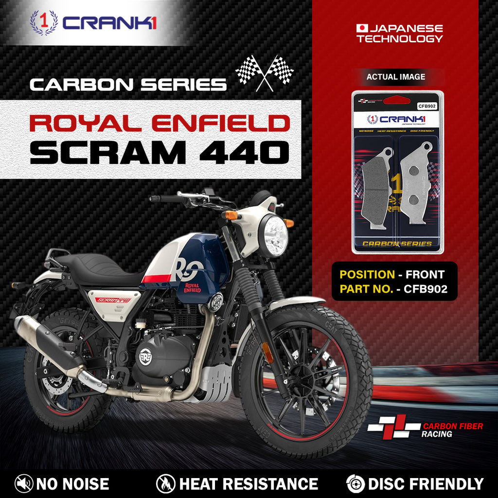 Carbon Brake Pads For Royal Enfield Scram 440 - Front - CFB902 - 1 Set - CRANK1