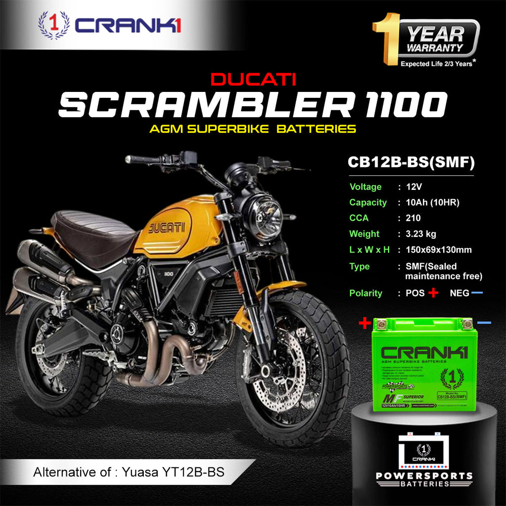 Battery For Ducati Scrambler 1100 (2015-2025) - CB12B-BS - Factory Activated - CRANK1