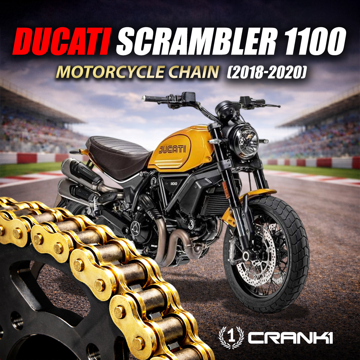 Chain For Ducati Scrambler 1100 (2018-2020) - 525 Pitch x 104 Links Gold (ZVMX) - CRANK1