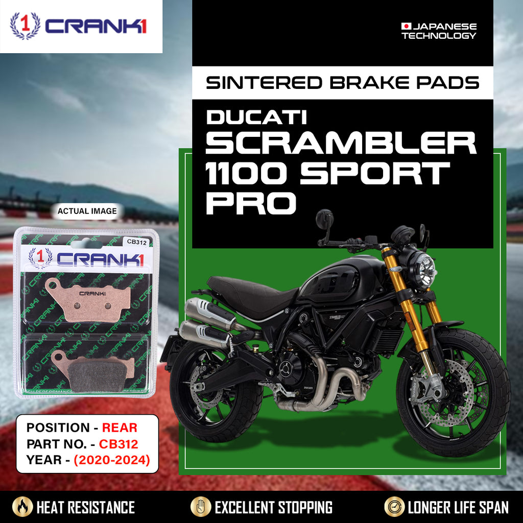 Sintered Brake Pads For Ducati Scrambler 1100 Sport Pro (2020-2024) - Rear - CB312 - 1 Set - CRANK1