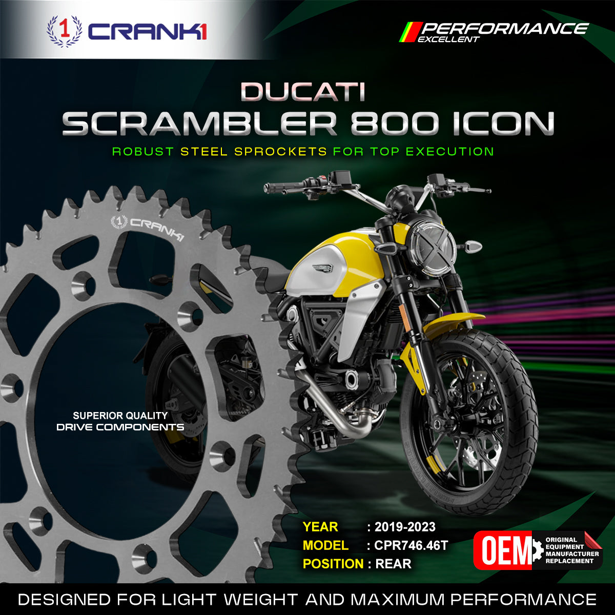 Sprocket For Ducati Scrambler 800 Icon (2019-2023) - Rear - CPR746.46T - CRANK1