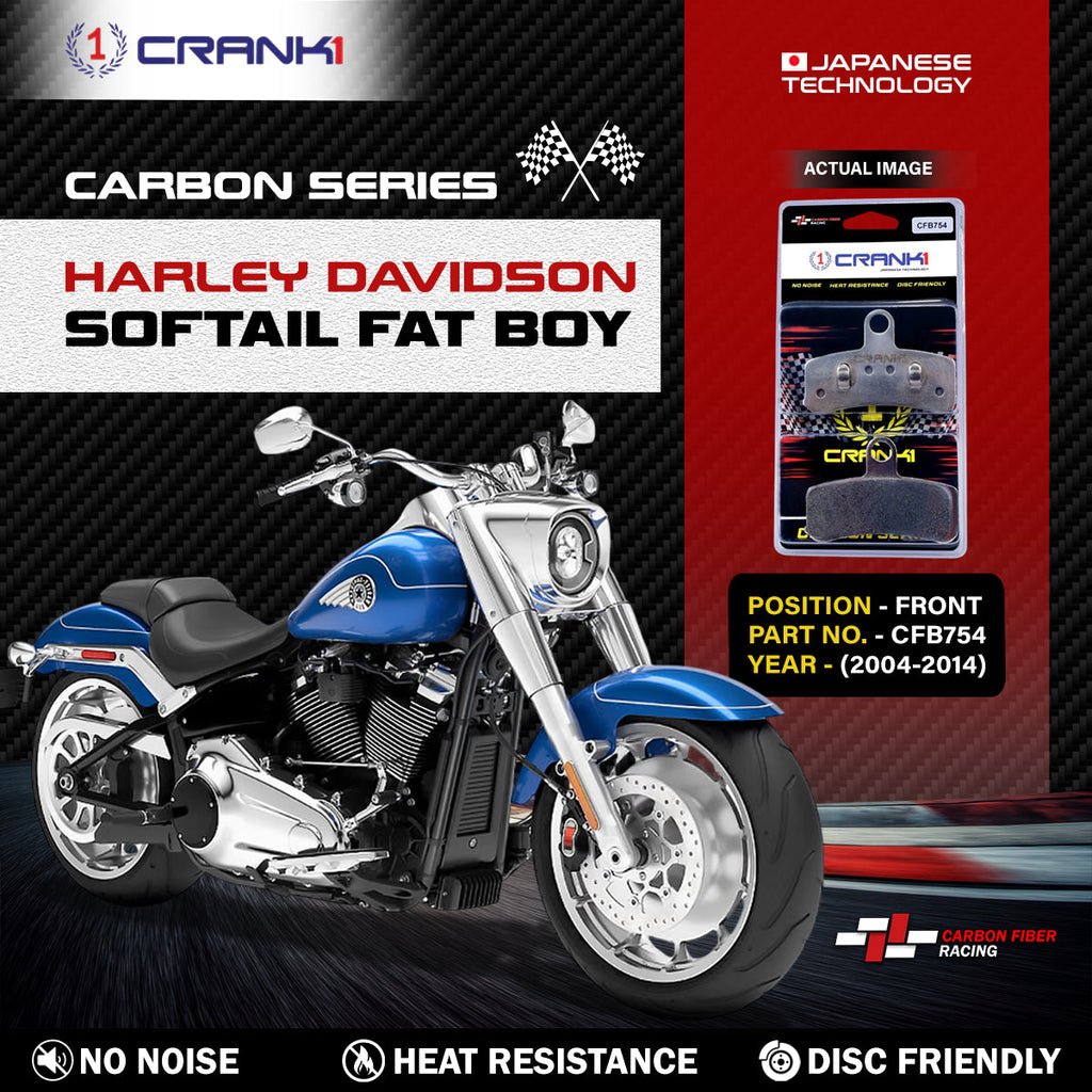 Carbon Brake Pads For Harley Davidson Softail Fat Boy (2004-2014) - Front - CFB754 - 2 Sets - CRANK1