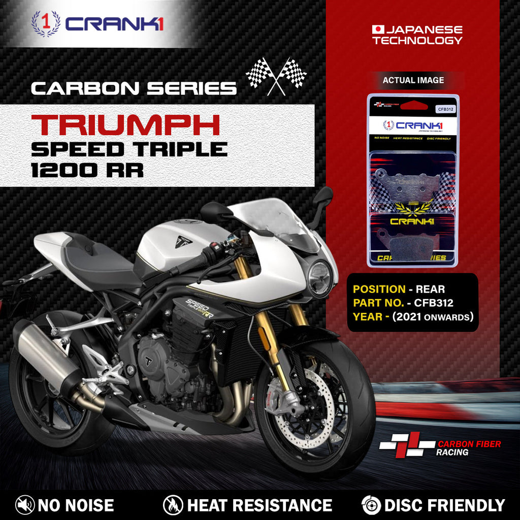 Carbon Brake Pads For Triumph Speed Triple 1200 RR (2021 Onwards) - Rear - CFB312 - 1 Set - CRANK1