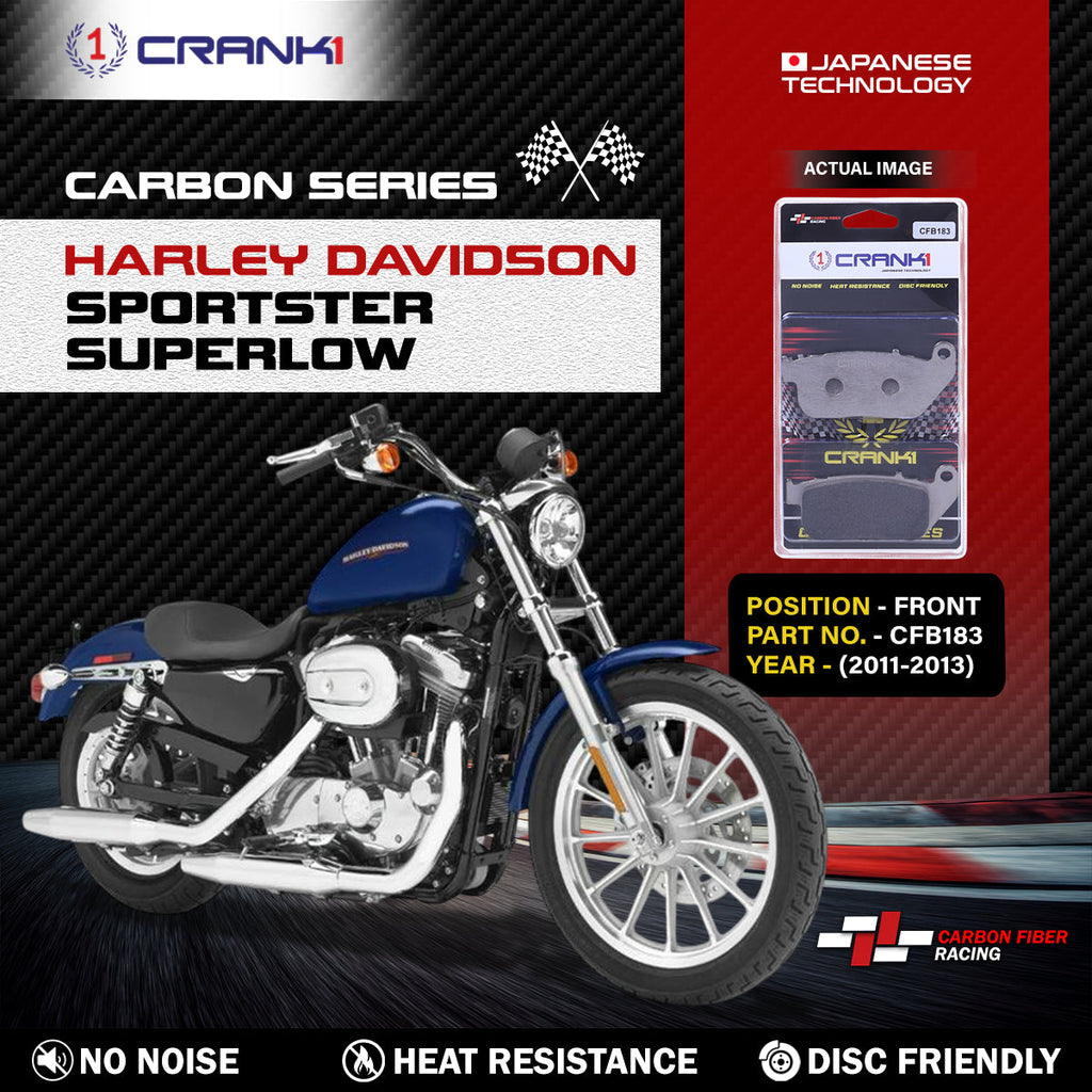 Carbon Brake Pads For Harley Davidson Sportster SuperLow (2011-2013) - Front - CFB183 - 1 Set - CRANK1