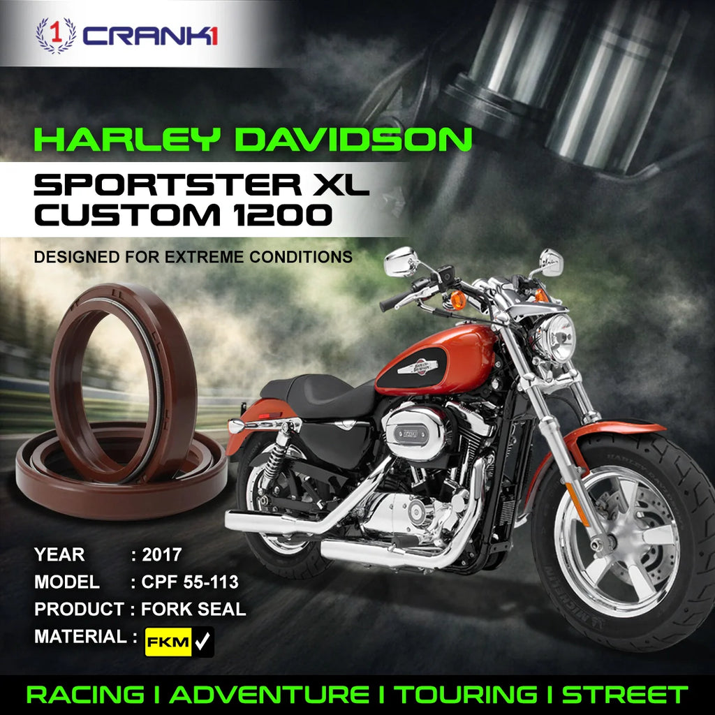 Fork Oil Seals Pair For Harley Davidson Sportster XL Custom 1200 (2017) - CPF55-113 - CRANK1