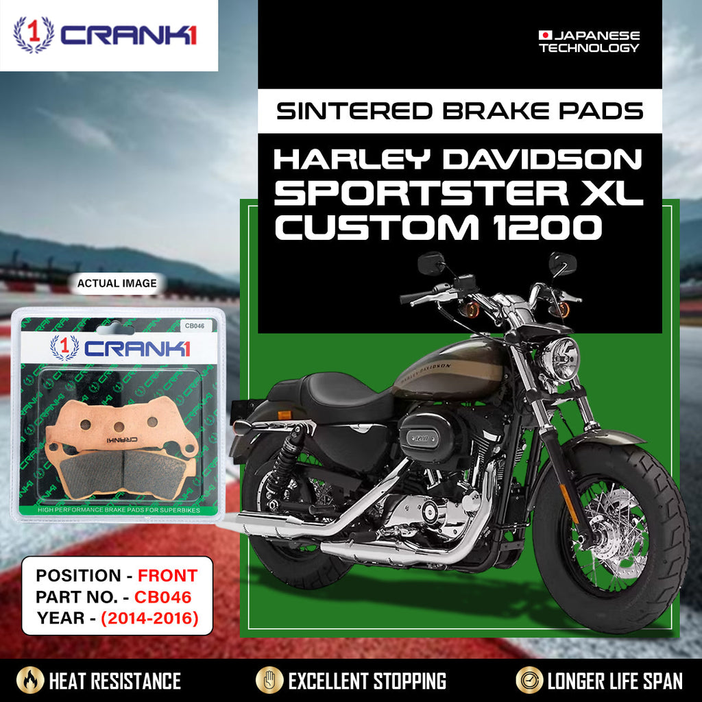 Sintered Brake Pads For Harley Davidson Sportster XL Custom 1200 (2014-2016) - Front - CB046 - 1 Set - CRANK1