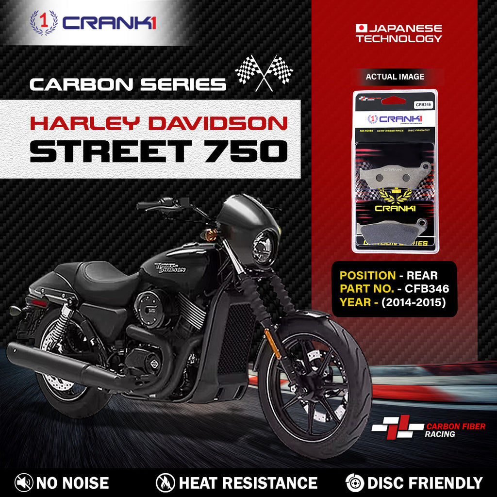 Carbon Brake Pads For Harley Davidson Street 750 (2014-2015) - Rear - CFB346 - 1 Set - CRANK1