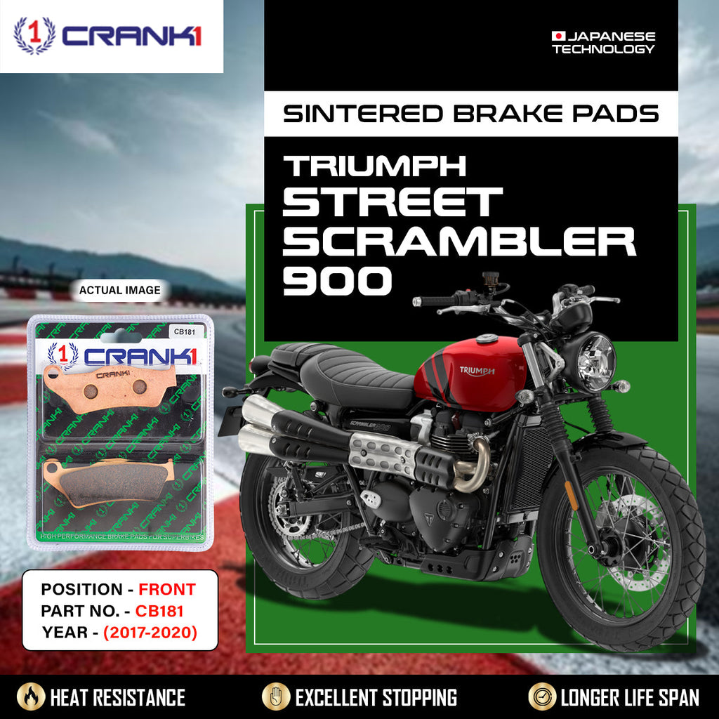 Sintered Brake Pads For Triumph Street Scrambler 900 (2017-2020) - Front - CB181 - 2 Sets Required - CRANK1