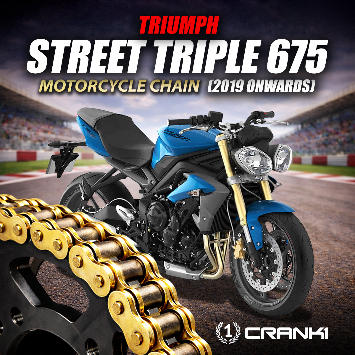 Chain For Triumph Street Triple 675 (2013-2016) - 525 Pitch x 118 Links Gold (ZVMX) - CRANK1