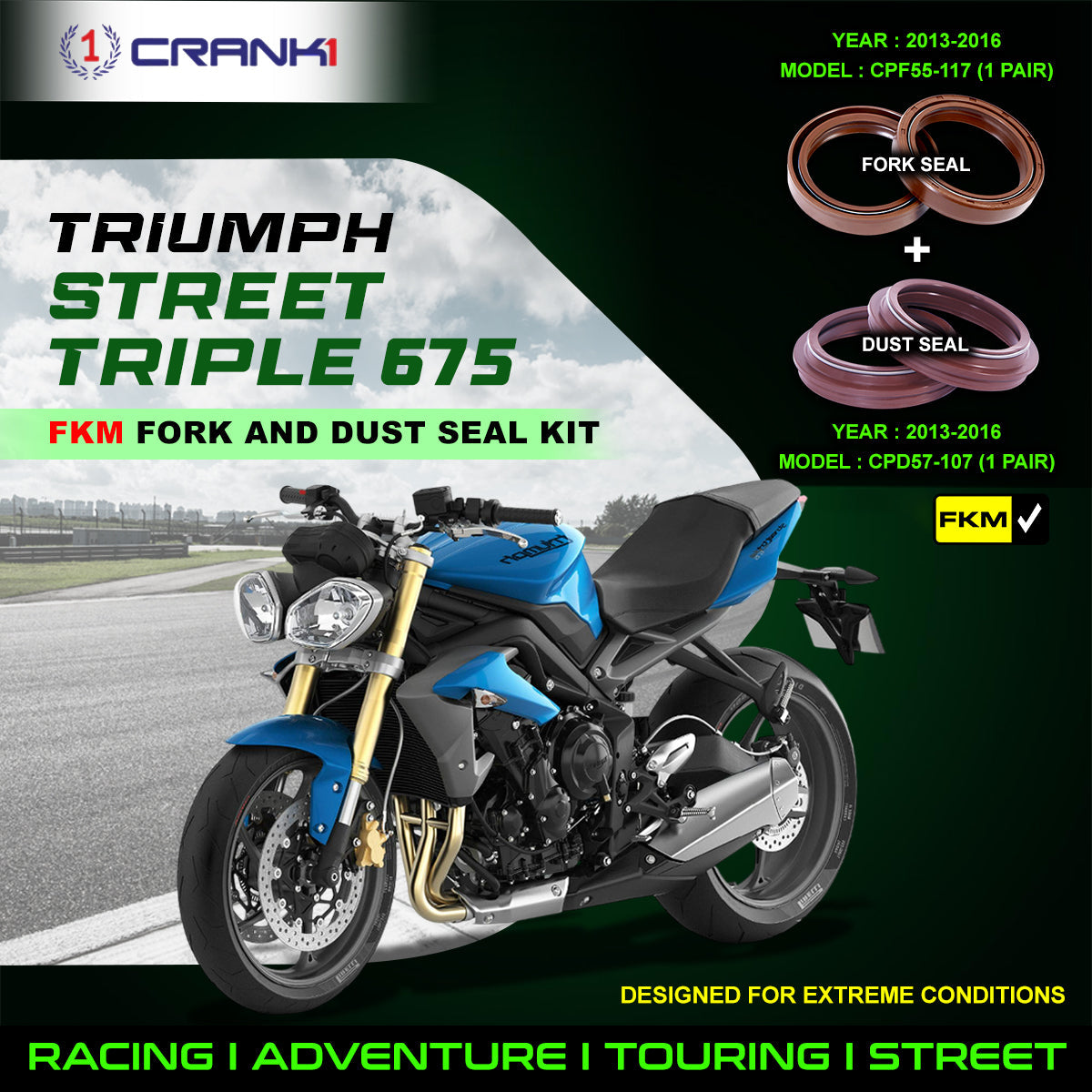 Fork And Dust Seals Kit For Triumph Street Triple 675 (2013-2016) - CRANK1