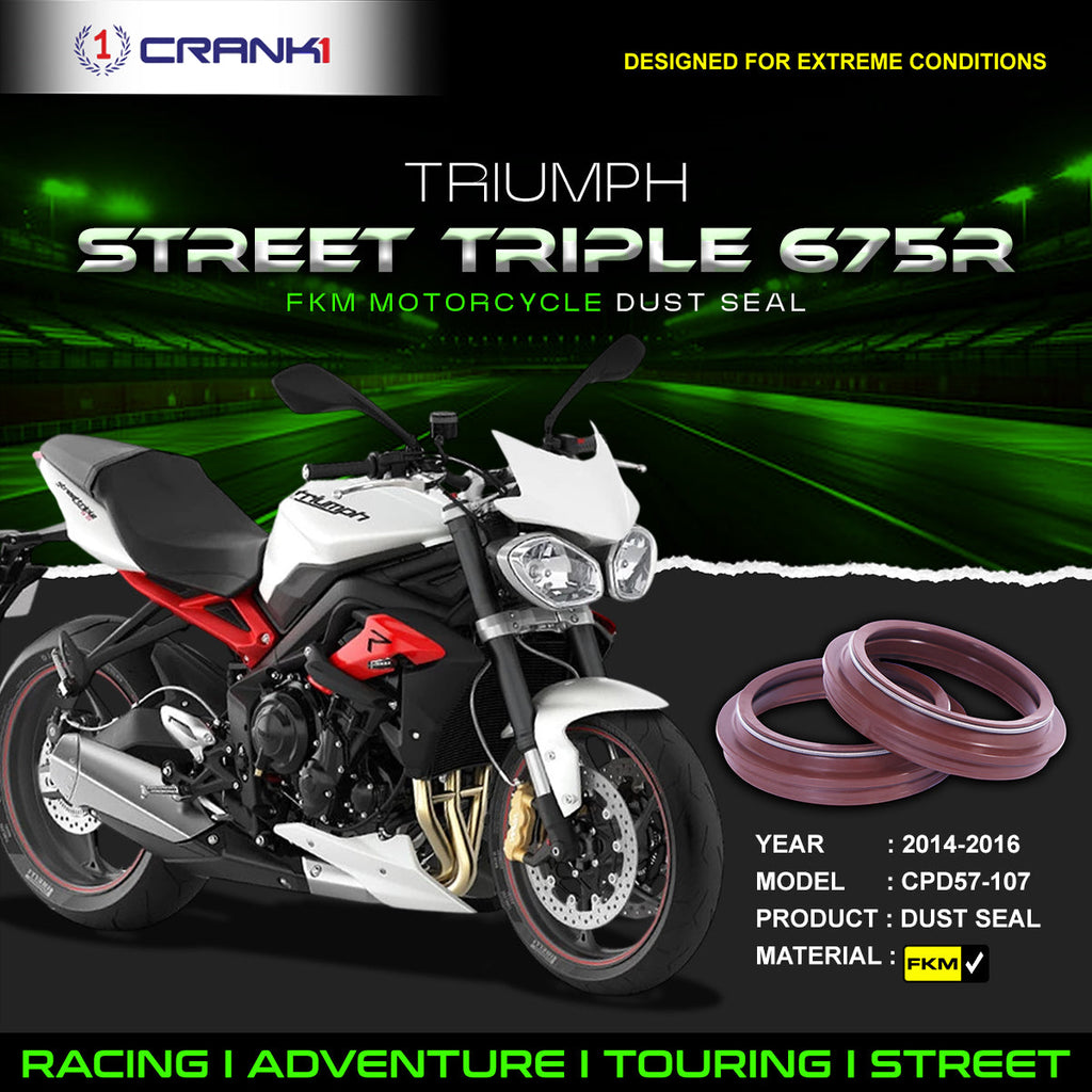 Fork Dust Seals Pair For Triumph Street Triple 675 R (2014-2016) - CPD57-107 - CRANK1