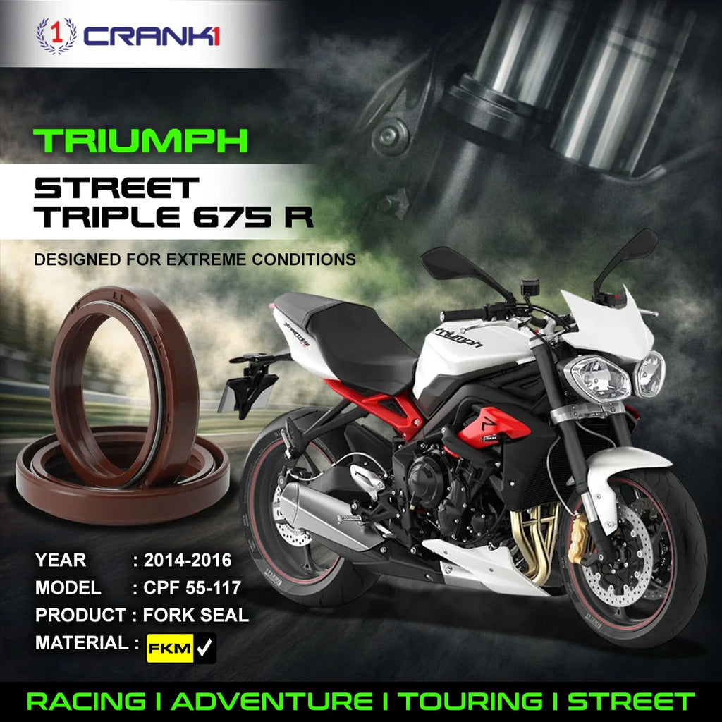 Fork Oil Seals Pair For Triumph Street Triple 675 R (2014-2016) - CPF55-117 - CRANK1