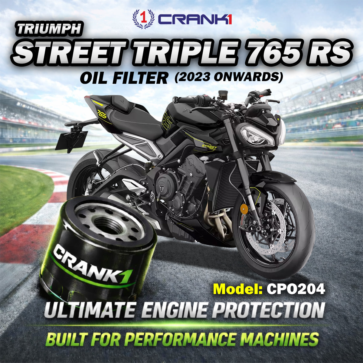 Oil Filter For Triumph Street Triple 765 RS (2023 onwards) - CPO204 - CRANK1