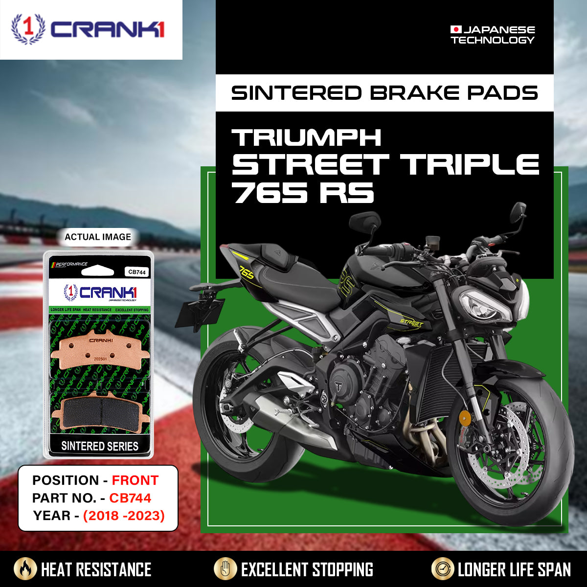 Sintered Brake Pads For Triumph Street Triple 765 RS (2018-2023) - Front - CB744 - 2 Sets - CRANK1