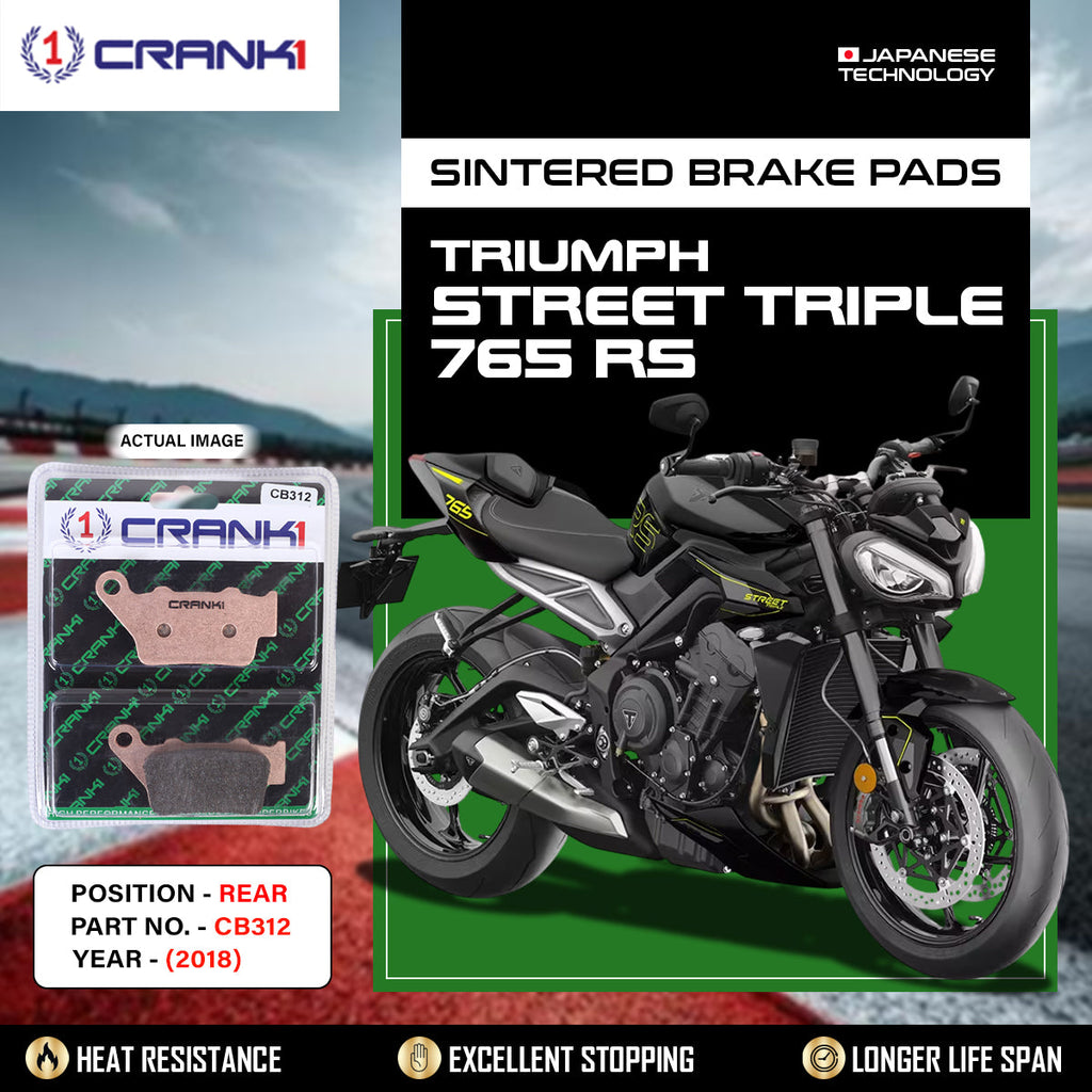 Sintered Brake Pads For Triumph Street Triple 765 RS (2018) - Rear - CB312 - 1 Set - CRANK1