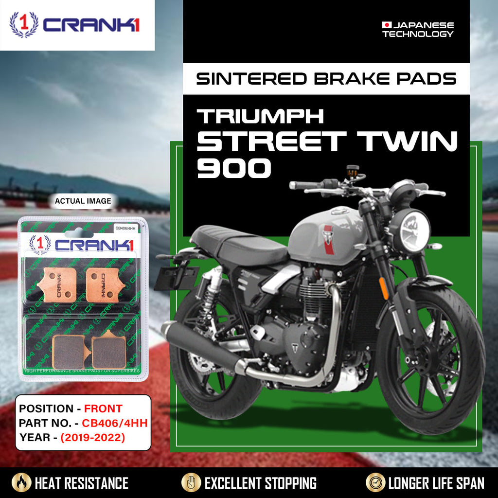 Sintered Brake Pads For Triumph Street Twin 900 (2019-2022) - Front - CB406/4 - 1 Set - CRANK1