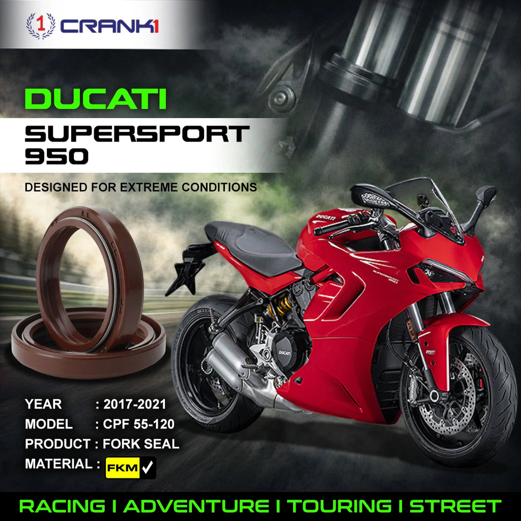 Fork Oil Seals Pair For Ducati SuperSport 950 (2017-2021) - CPF55-120 - CRANK1