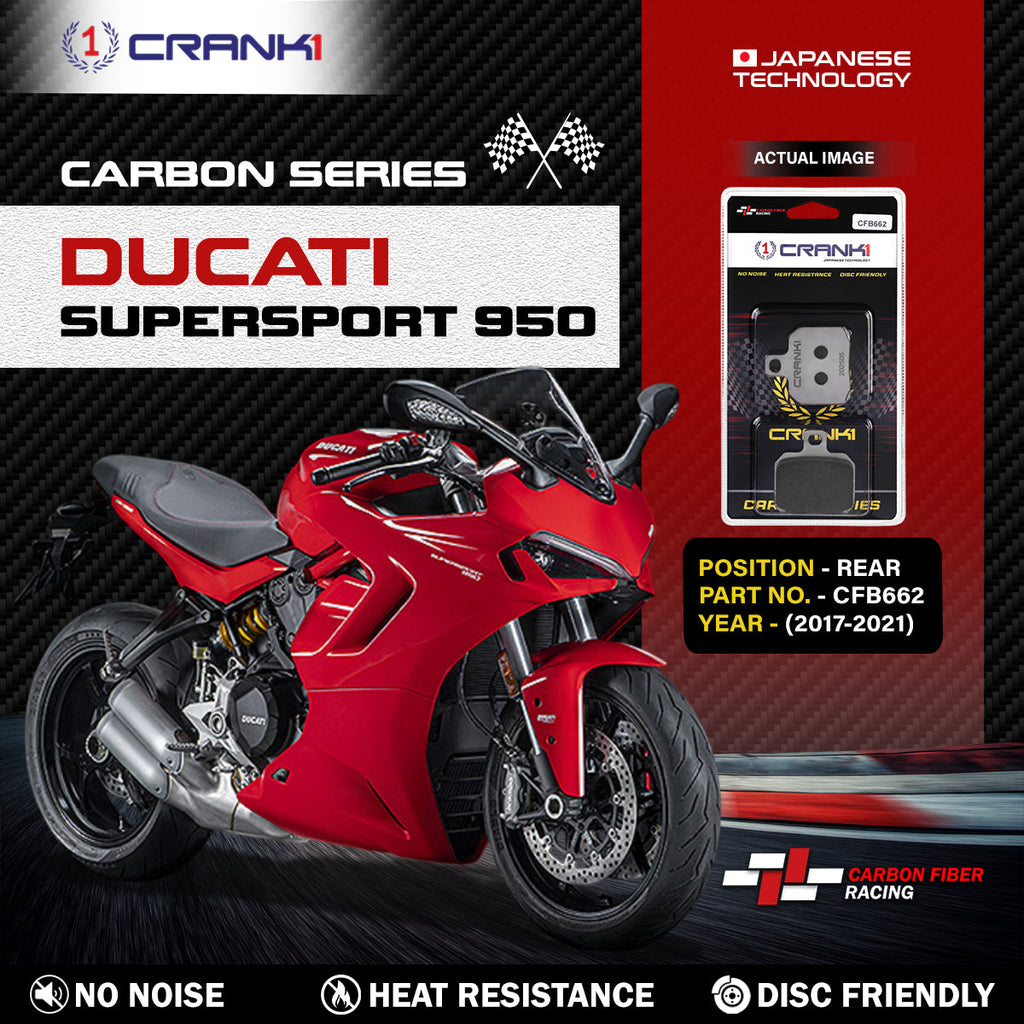 Carbon Brake Pads For Ducati SuperSport 950 (2017-2021) - Rear - CFB662 - 1 Set - CRANK1